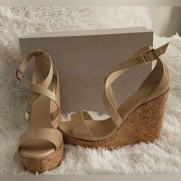 Jimmy Choo Tan Wedges NWOT - in box - Picture 1 of 4